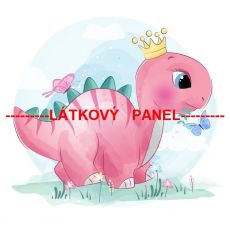 Dinosauří princezna růžová panel úplet 39x37cm