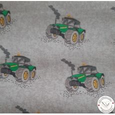 Traktory na šedém melíru popelín