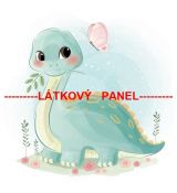 Roztomilý mentolový dinosaur panel 29x27cm teplákovina