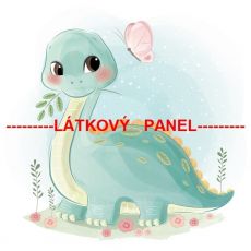 Roztomilý mentolový dinosaur panel 38x39cm teplákovina