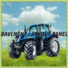 Traktor modrý New Holland T7070 na louce úplet panel 39x38cm