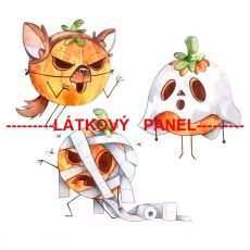 Vyřezávané dýně strašidla Halloween panel úplet 38x38cm